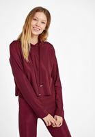 Bayan Bordo Uzun Kollu Crop Sweatshirt