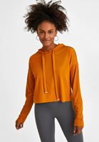 Bayan Turuncu Uzun Kollu Crop Sweatshirt