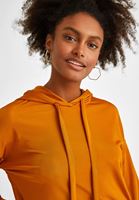 Bayan Turuncu Uzun Kollu Crop Sweatshirt