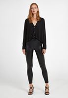 Bayan Siyah Yüksek Bel Parlak Tayt