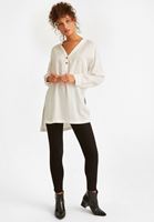 Bayan Beyaz Oversize  Tunik Gömlek ( TENCEL™ )