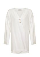 Bayan Beyaz Oversize  Tunik Gömlek ( TENCEL™ )
