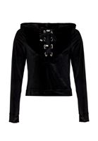 Bayan Siyah Yumuşak Tuşeli Sweatshirt