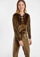 Bayan Yeşil Yumuşak Tuşeli Sweatshirt