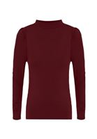 Bayan Bordo Kolları Büzgü Detaylı Bluz