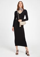 Bayan Siyah V Yaka Uzun Elbise