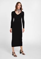 Bayan Siyah V Yaka Uzun Elbise