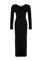 Bayan Siyah V Yaka Uzun Elbise