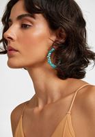 Bayan Çok Renkli Boncuklu Halka Küpe