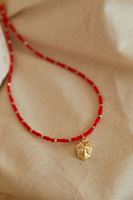 Bayan Çok Renkli Metal Uçlu Boncuk Kolye