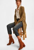 Women Brown Mid Heel Lace-up Boots