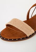 Bayan Kahverengi Bağlama Detaylı Düz Sandalet