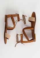 Bayan Kahverengi Bağlama Detaylı Düz Sandalet