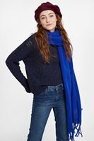 Bayan Lacivert Boğazlı Örgülü Kazak