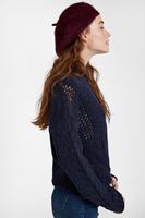 Bayan Lacivert Boğazlı Örgülü Kazak