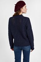 Bayan Lacivert Boğazlı Örgülü Kazak