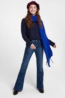 Bayan Lacivert Boğazlı Örgülü Kazak