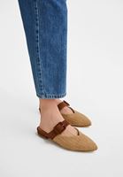 Bayan Krem Toka Detaylı Hasır Terlik