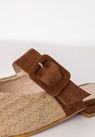 Bayan Krem Toka Detaylı Hasır Terlik