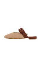 Bayan Krem Toka Detaylı Hasır Terlik