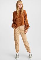 Bayan Kahverengi Kesik Detaylı Örgü Kazak