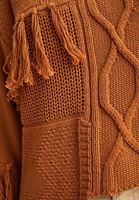 Bayan Kahverengi Kesik Detaylı Örgü Kazak