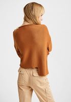 Bayan Kahverengi Kesik Detaylı Örgü Kazak