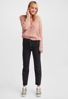 Bayan Pembe Örgü Detaylı V Yaka Triko