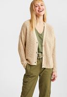 Bayan Krem Düğme Detaylı Örme Hırka