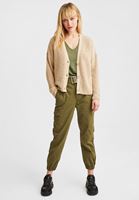 Bayan Krem Düğme Detaylı Örme Hırka