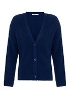 Bayan Lacivert Düğme Detaylı Örme Hırka