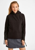 Bayan Siyah Kol Detaylı Kapüşonlu Sweatshirt