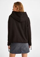 Bayan Siyah Kol Detaylı Kapüşonlu Sweatshirt