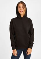 Bayan Siyah Uzun Kollu Kapüşonlu Sweatshirt