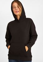 Bayan Siyah Uzun Kollu Kapüşonlu Sweatshirt