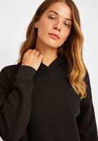 Bayan Siyah Uzun Kollu Kapüşonlu Sweatshirt