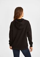 Bayan Siyah Uzun Kollu Kapüşonlu Sweatshirt