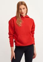 Bayan Kırmızı Uzun Kollu Kapüşonlu Sweatshirt