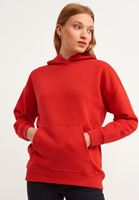 Bayan Kırmızı Uzun Kollu Kapüşonlu Sweatshirt
