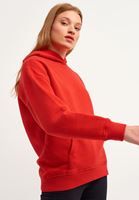Bayan Kırmızı Uzun Kollu Kapüşonlu Sweatshirt