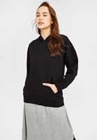 Bayan Siyah Uzun Kollu Kapüşonlu Sweatshirt