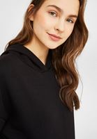 Bayan Siyah Uzun Kollu Kapüşonlu Sweatshirt