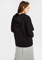 Bayan Siyah Uzun Kollu Kapüşonlu Sweatshirt