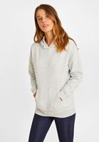 Bayan Gri Uzun Kollu Kapüşonlu Sweatshirt