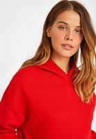 Bayan Kırmızı Uzun Kollu Kapüşonlu Sweatshirt