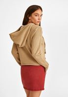 Bayan Bej Baskılı Kısa Sweatshirt