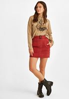 Bayan Bej Baskılı Kısa Sweatshirt