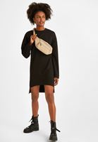 Bayan Siyah Midi Boy Sweat Elbise