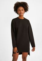 Bayan Siyah Midi Boy Sweat Elbise