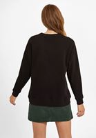 Bayan Siyah Sıfır Yaka Uzun Kollu Sweatshirt